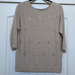 White House Black Market | silver and gold embellished sweater | Size small
